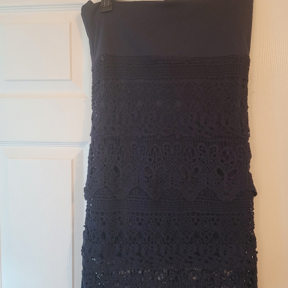 Solitaire Navy Blue Lace tiered skirt